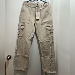 Sincerely Jules Stone Beige High-Rise Cargo Pants